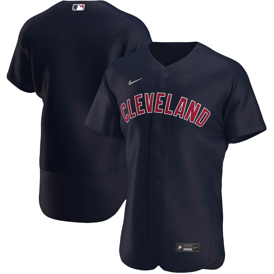 Custom Cleveland Indians Men Nike Navy Alternate 2020 Authentic Logo Team MLB Jersey->los angeles angels->MLB Jersey